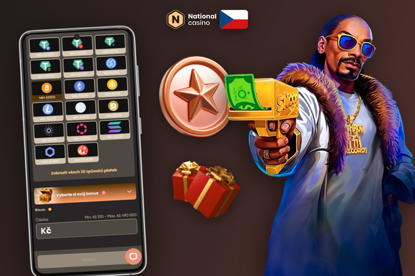 Obrazovka pokladny National Casino s polem pro promo kód a aktivací uvítacího bonusu