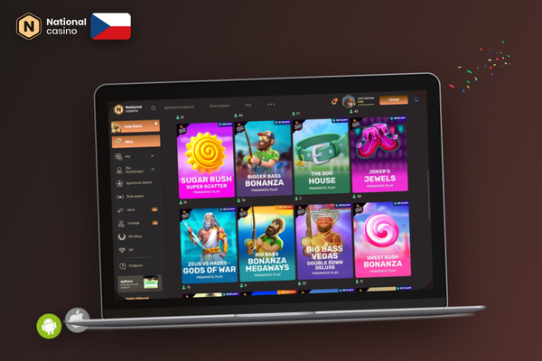 iPhone a notebook se synchronizovaným účtem National Casino app pro iOS na obou zařízeních