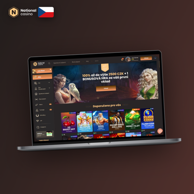 National Casino na počítači zobrazuje sloty v plném rozlišení na širokém monitoru