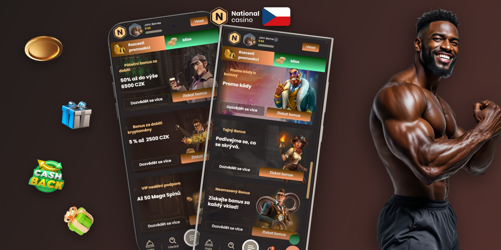 Přehled všech promo nabídek National Casino — uvítací, reload, cashback a časové akce