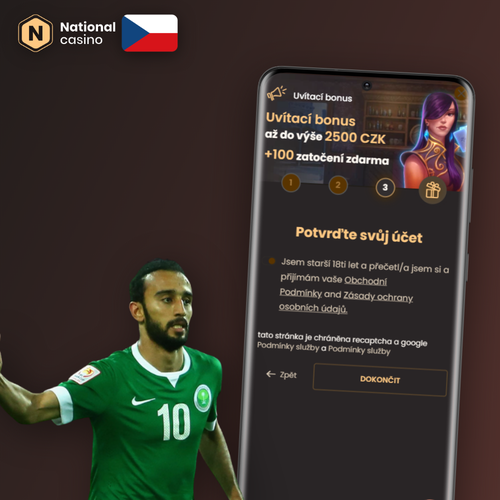National Casino registrace – přihlašovací formulář s uvítacím bonusem na tmavém pozadí