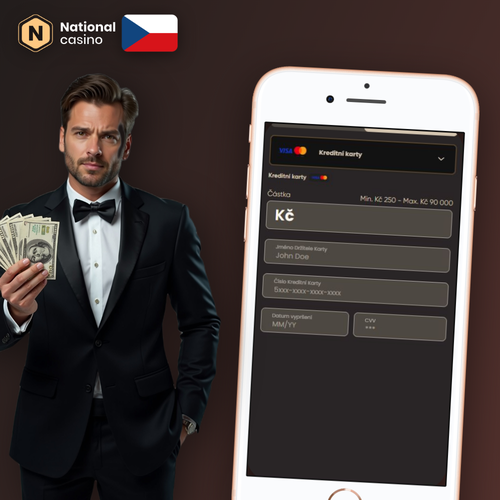 National Casino výběr peněz bez poplatků – peněženka s mincemi CZK a ikonami platebních metod